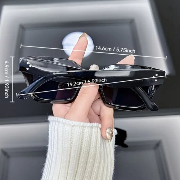 Women Style Sunglasses Oversized Shades Flat Lens Large Cat Eye Designer Model - Picture 8 of 9